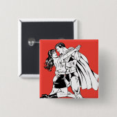 Badge Carré 5 Cm Superman noir et blanc 4 (Devant & derrière)