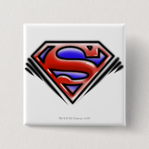 Badge Carré 5 Cm Superman S-Shield  Logo de l'aérographe rouge