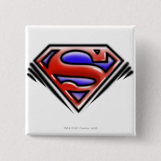 Badge Carré 5 Cm Superman S-Shield | Logo Red Airbrush (Devant)