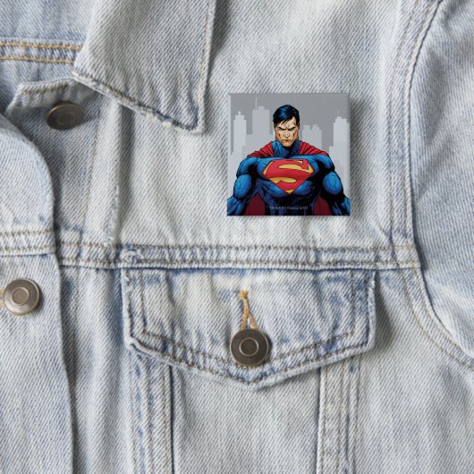 Badge Carré 5 Cm Superman Standing (En situation)
