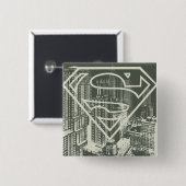 Badge Carré 5 Cm Superman Stylisé | Logo Green Metropolis (Devant & derrière)