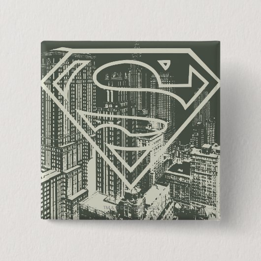 Badge Carré 5 Cm Superman Stylisé | Logo Green Metropolis (Devant)