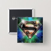 Badge Carré 5 Cm Superman Stylized | Shiny Burst Logo (Devant & derrière)