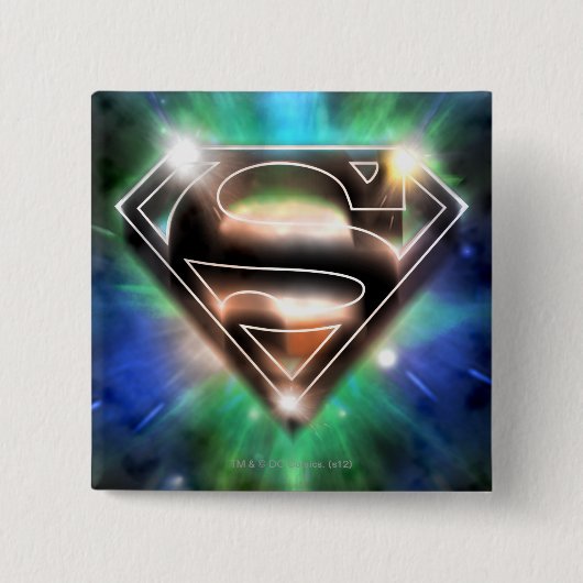 Badge Carré 5 Cm Superman Stylized | Shiny Burst Logo (Devant)
