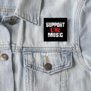 Badge Carré 5 Cm Support de musique Live