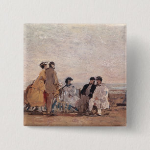 Badge Carré 5 Cm Sur la plage chez Trouville, c.1865