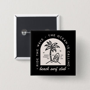 Badge Carré 5 Cm Surf beach club les amateurs de surf équipe équipe