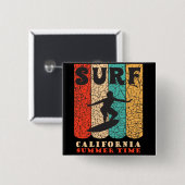Badge Carré 5 Cm Surf Californie (Devant & derrière)