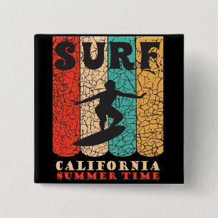 Badge Carré 5 Cm Surf Californie