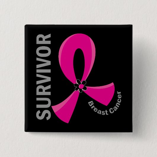 Badge Carré 5 Cm Survivant 12 de cancer du sein (Devant)