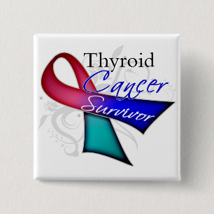 Badge Carré 5 Cm Survivant - Cancer du thyroïde