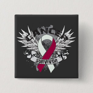 Badge Carré 5 Cm Survivant de Cancer de cou de tête de ruban à