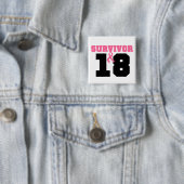 Badge Carré 5 Cm Survivant de cancer du sein 18 ans (En situation)