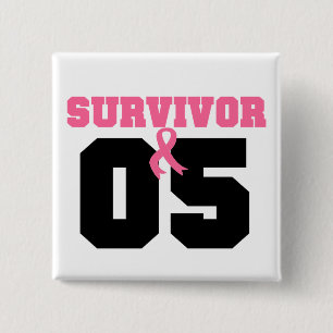 Badge Carré 5 Cm Survivant de cancer du sein 5 ans