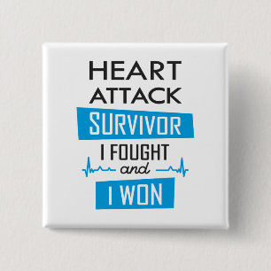 Badge Carré 5 Cm Survivant de l'attaque cardiaque, je me suis battu