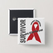 Badge Carré 5 Cm Survivant de maladie cardiaque (Devant & derrière)