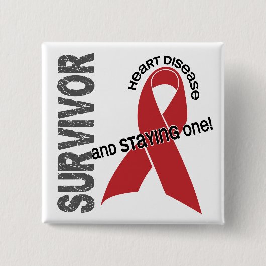 Badge Carré 5 Cm Survivant de maladie cardiaque (Devant)