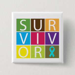 Badge Carré 5 Cm Survivant de récupération de dépendance