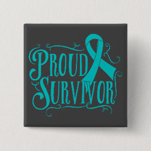 Badge Carré 5 Cm Survivant fier de Cancer ovarien