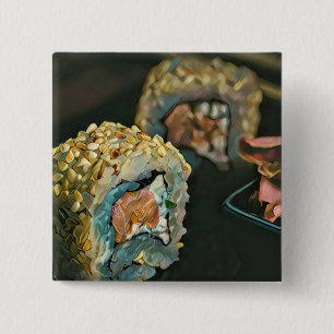 Badge Carré 5 Cm sushi japonais