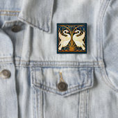 Badge Carré 5 Cm Swan et Rush et Iris, (En situation)