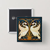 Badge Carré 5 Cm Swan et Rush et Iris, (Devant & derrière)