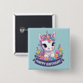 Badge Carré 5 Cm Sweet Magique Baby Unicorn (Devant & derrière)