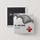 Badge Carré 5 Cm Symbole 3D Médicale professionnel ADN croisé (Devant & derrière)