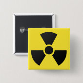 Badge Carré 5 Cm Symbole atomique nucléaire de rayonnement (Devant & derrière)