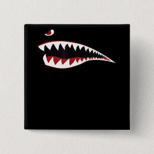 Badge Carré 5 Cm Symbole d'art de la bouche de requin - Cadeau pour