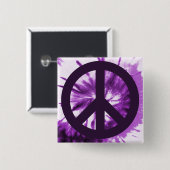 Badge Carré 5 Cm Symbole de Cravate-teinture pourpre avec la paix (Devant & derrière)