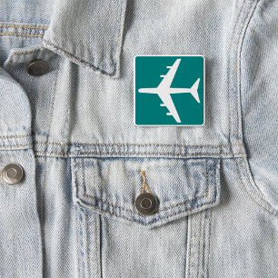 Badge Carré 5 Cm Symbole de l'aéroport Icône Voyage de l'avion