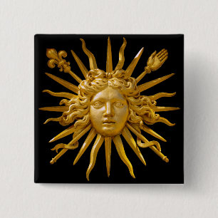 Badge Carré 5 Cm Symbole de Louis XIV le Roi Soleil