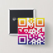 Badge Carré 5 Cm Symbole ☮ de paix — Code QR (Devant & derrière)