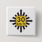 Badge Carré 5 Cm Symbole de trafic d'éclatement de soleil de 30 kmh (Devant)