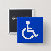 Badge Carré 5 Cm Symbole désactivé bleu (Devant & derrière)