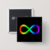 Badge Carré 5 Cm Symbole d'infini arc-en-ciel (Devant & derrière)