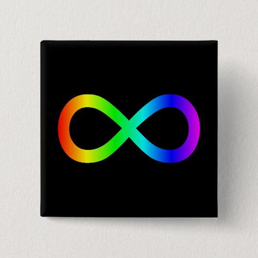 Badge Carré 5 Cm Symbole d'infini arc-en-ciel (Devant)