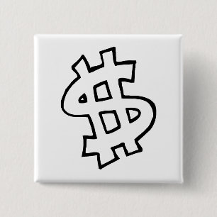 Badge Carré 5 Cm Symbole dollar