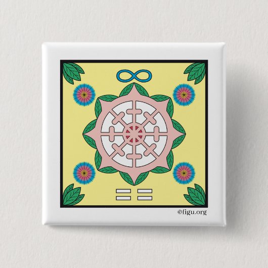 Badge Carré 5 Cm Symbole du bonheur/du bonheur (Devant)