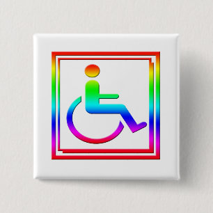 Badge Carré 5 Cm Symbole élégant handicapé multicolore