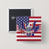 Badge Carré 5 Cm Symbole et drapeau de l'aigle américain (Devant & derrière)