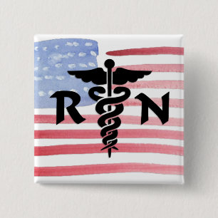 Badge Carré 5 Cm Symbole Médicale de RN