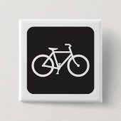 Badge Carré 5 Cm Symbole minimaliste de vélo noir et blanc (Devant)