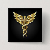 Badge Carré 5 Cm Symbole Polygonal Or Caduceus (Devant)