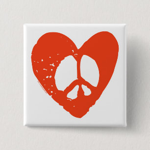 Badge Carré 5 Cm Symbole rouge du coeur de Grunge
