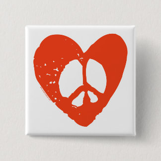 Badge Carré 5 Cm Symbole rouge du coeur de Grunge