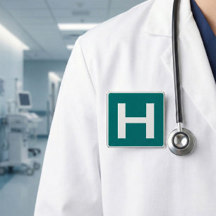 Badge Carré 5 Cm Symbole routier de l'hôpital Installation Médicale