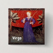 Badge Carré 5 Cm Symbole Virgin Zodiac fête d'anniversaire (Devant)