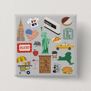 Badge Carré 5 Cm Symboles de New York City